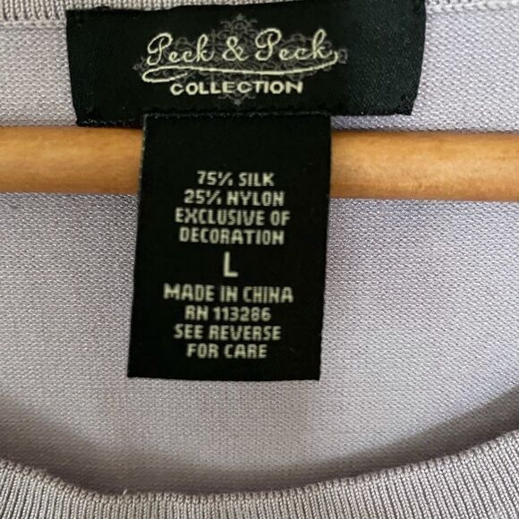 Peck & Peck Silk blend Top with Lace Trim, Size Large - Picture 4 of 4